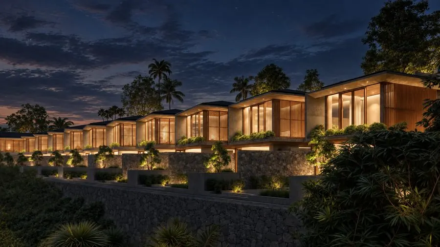 Infinity Villas — fachada exterior, noche