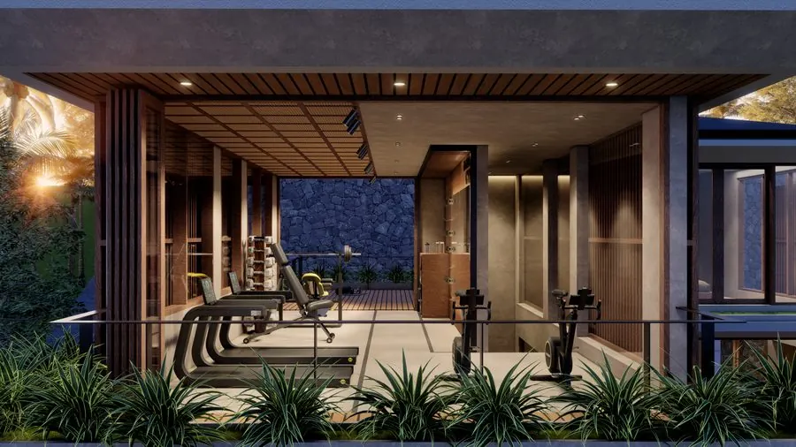 Infinity Villas — gimnasio, noche